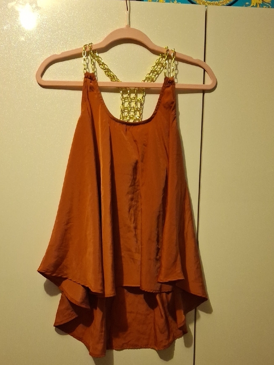 The Limited Tops - Limité Rust Orange Chain-Back Flowy Tank Top